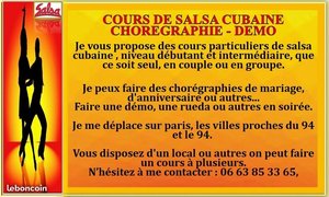 Illustration de l'annonce Cours De Salsa Cubaine - Chorégraphie - Démo